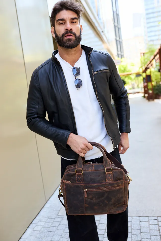 męska brązowa torba skórzana