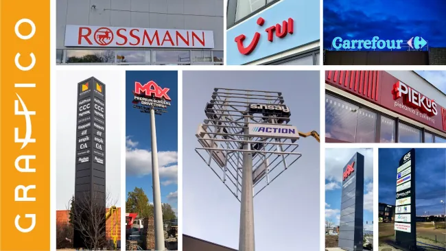 pylon reklamowy dla parku handlowego