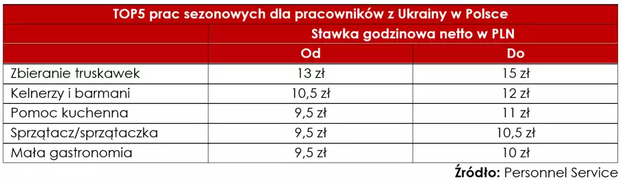 TOP 5 prac sezonowych w Polsce